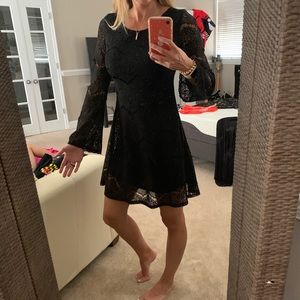 Lace bell sleeve tea dress